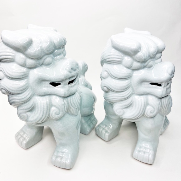 Fu Foo Dogs Lion Door Statue Lions Pair - Picture 2 of 5